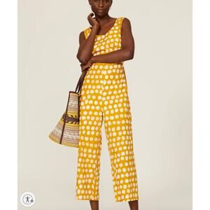 Busayo Mustard Yellow Wide Leg Jumpsuit SIZE 12 Polka Dot Ankle Designer $480
